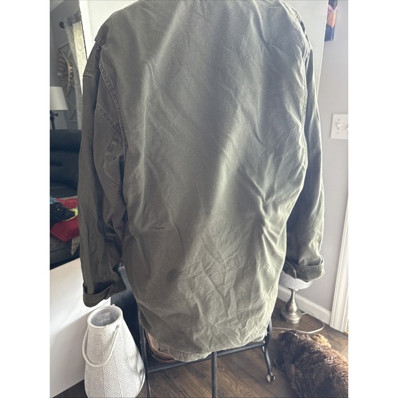 VTG LL Bean Men's Canvas Flannel Lined Barn Field Coat Jacket  Green L - Picture 9 of 11